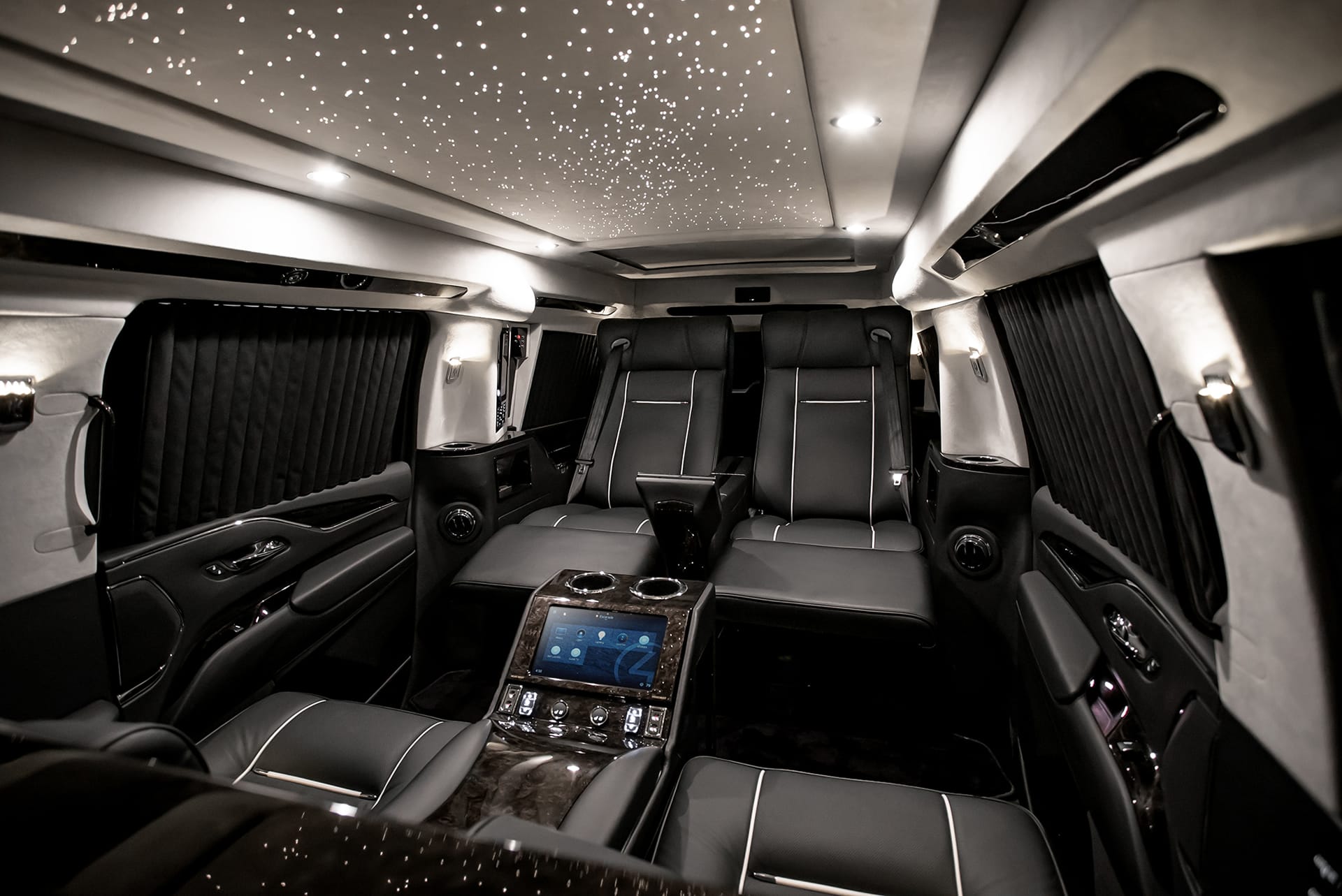 Black leather interior with starlight ceiling